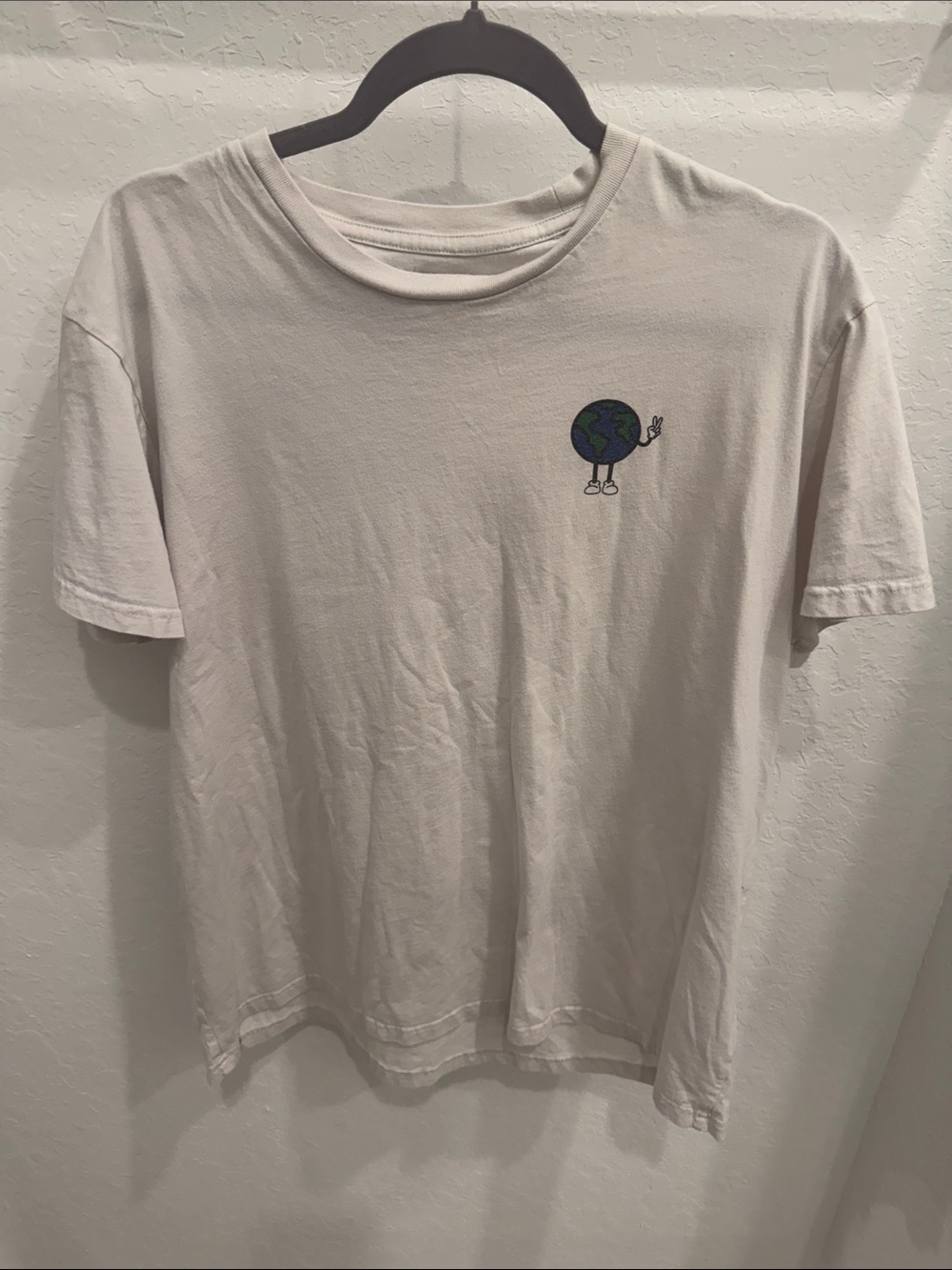Tentree Men’s Large Earth Peace Graphic Organic Cotton Ringer T-Shirt White